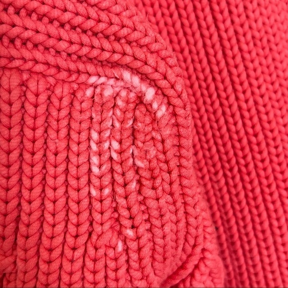 IRO Oversized Chunky Cable Knit Puffed Balloon Sleeve Ribbed V-Neck Sweater XL - Picture 9 of 10